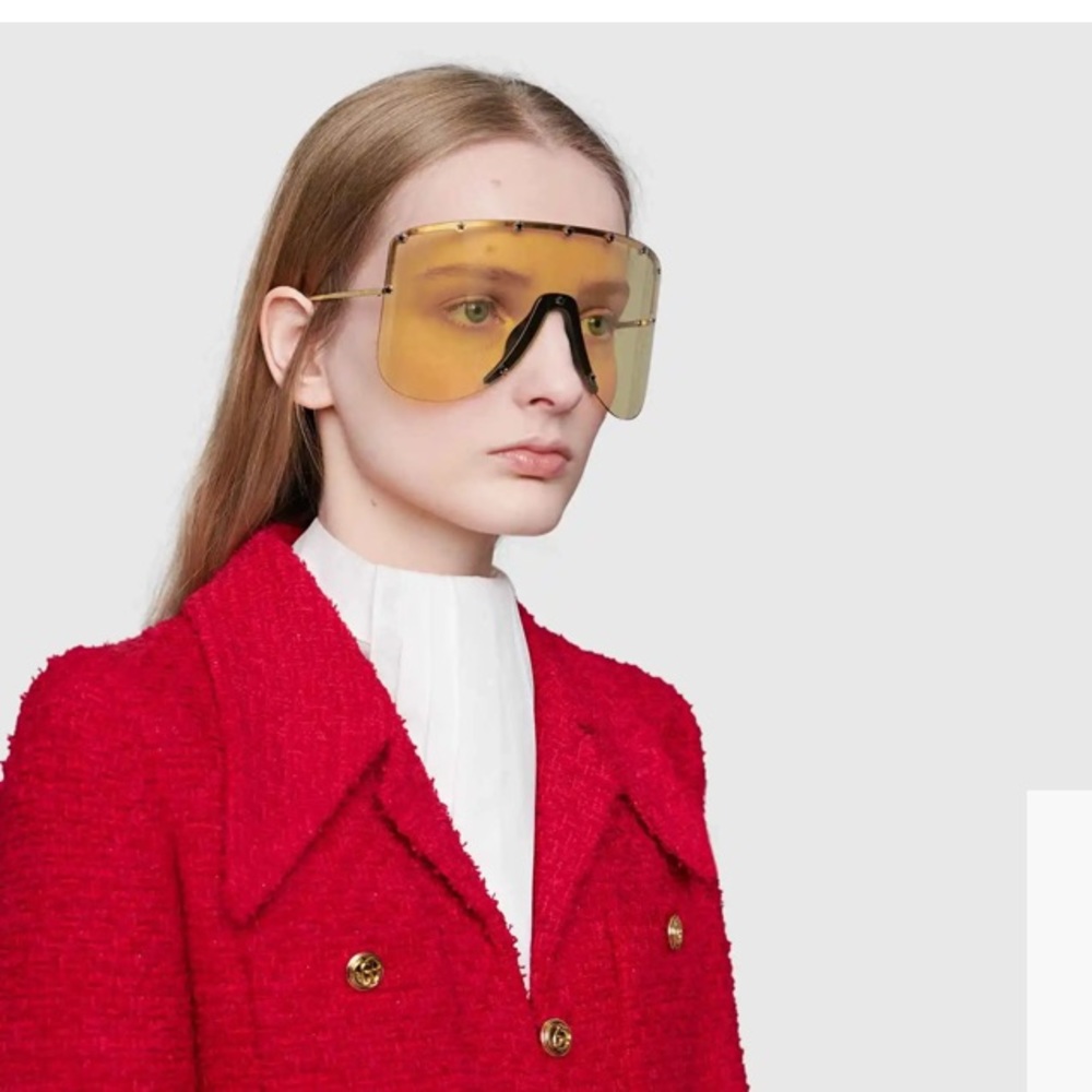 Gucci
70MM Gucci Star Stud Rivet Shield Mask Sunglasses